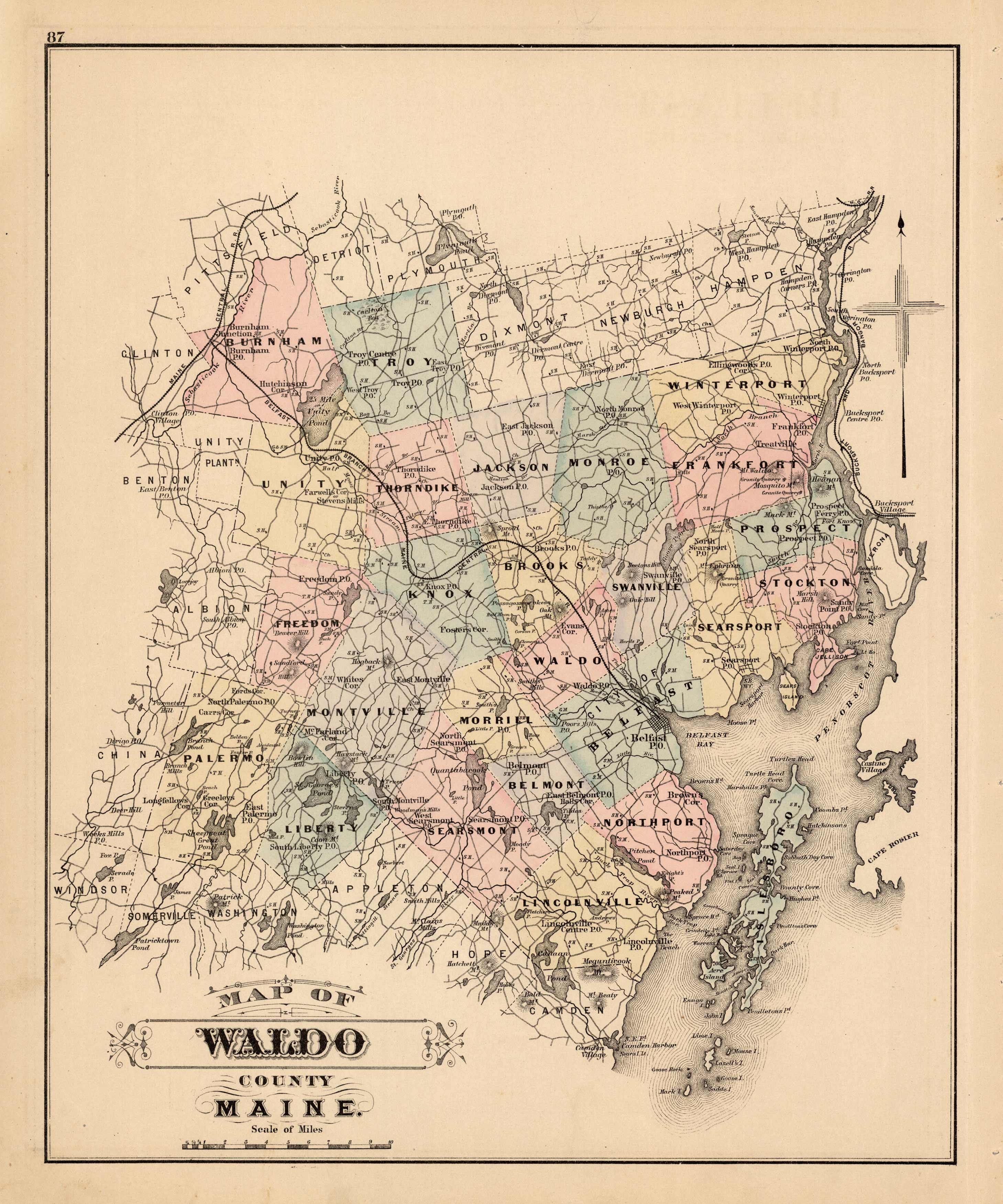 Map of Waldo County, Maine - Art Source International