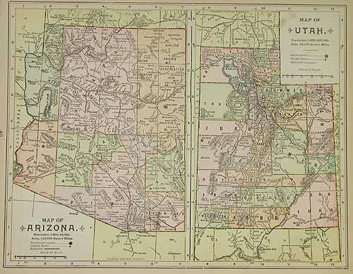 Map of Arizona and Utah Map of Arizona and Utah