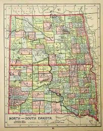 Map of North & South Dakota