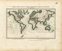 Magnet - Karte fur die in 4 Jaharen Beobachteten Werthe der Declination (World Map of Magnetic Declination)