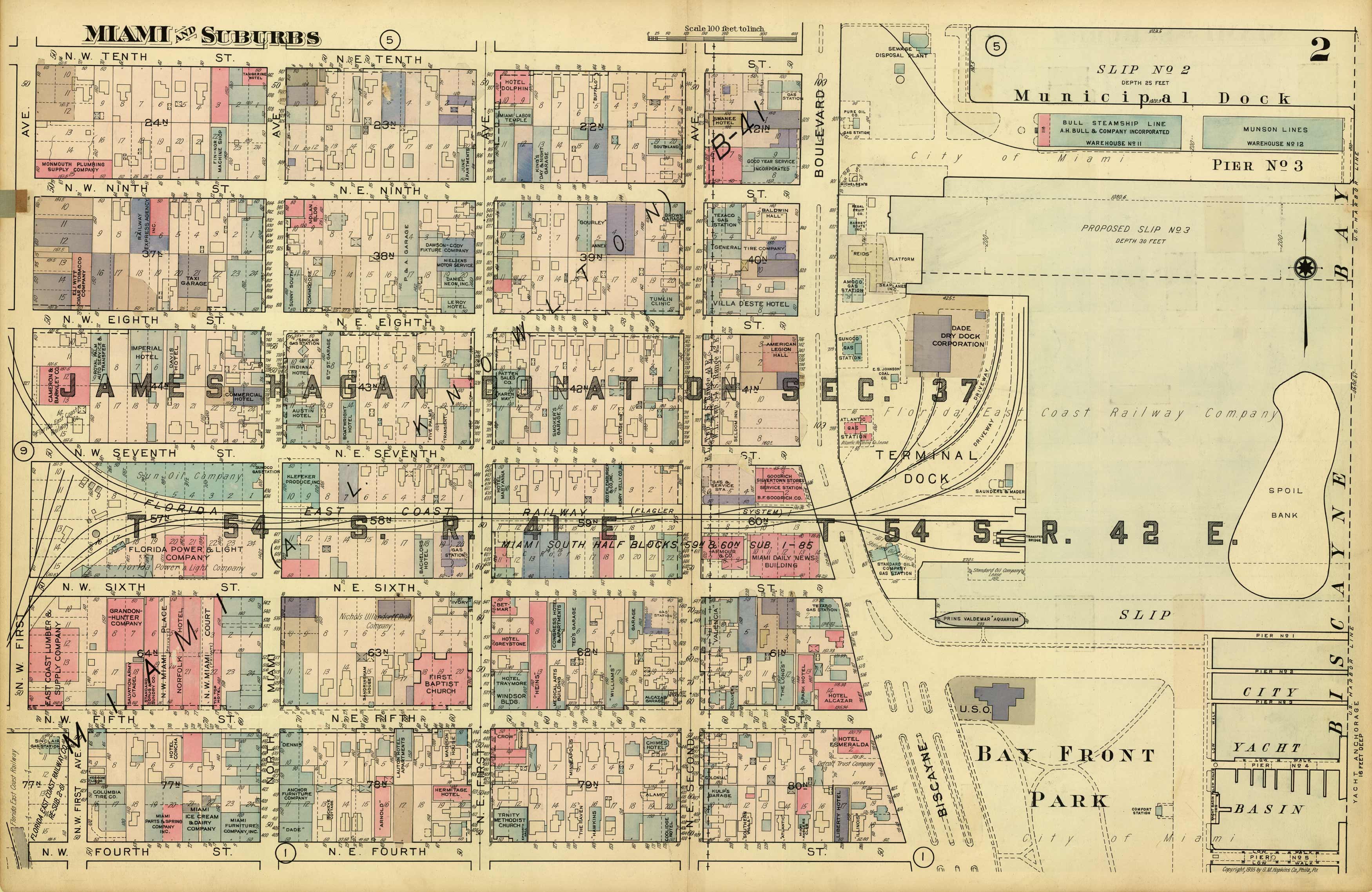 Miami and Suburbs - 1936 - Sheet 2 - (Downtown - area bound by NW Tenth St.