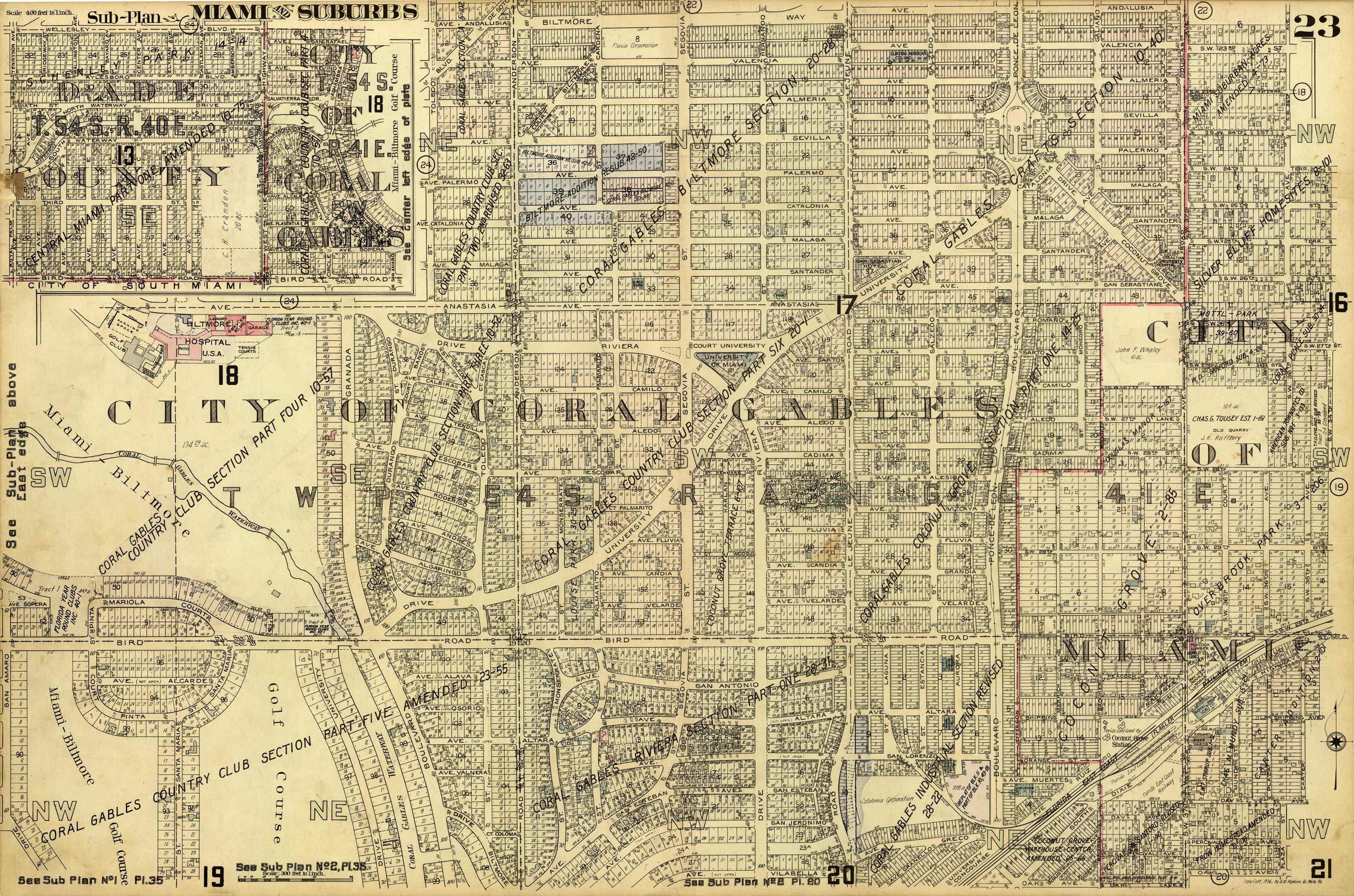 Miami and Suburbs - 1936 - Sheet 23 - (Coral Gables/Coral Way - area bound by Biltmore Way/Andalusia Ave.