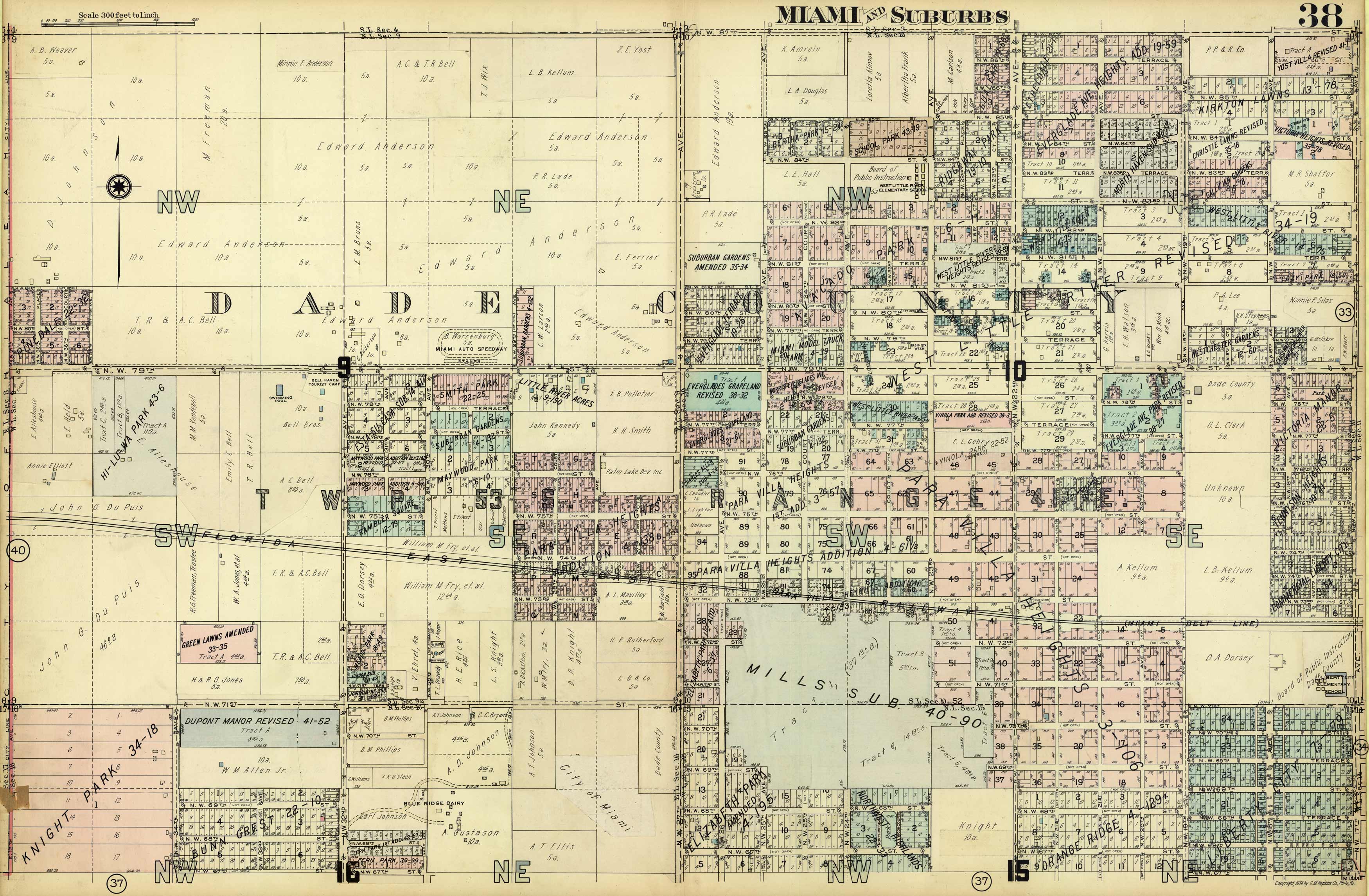 Miami and Suburbs - 1936 - Sheet 38 - (Gladeview/Brownsville - area bound by NW 87th St.