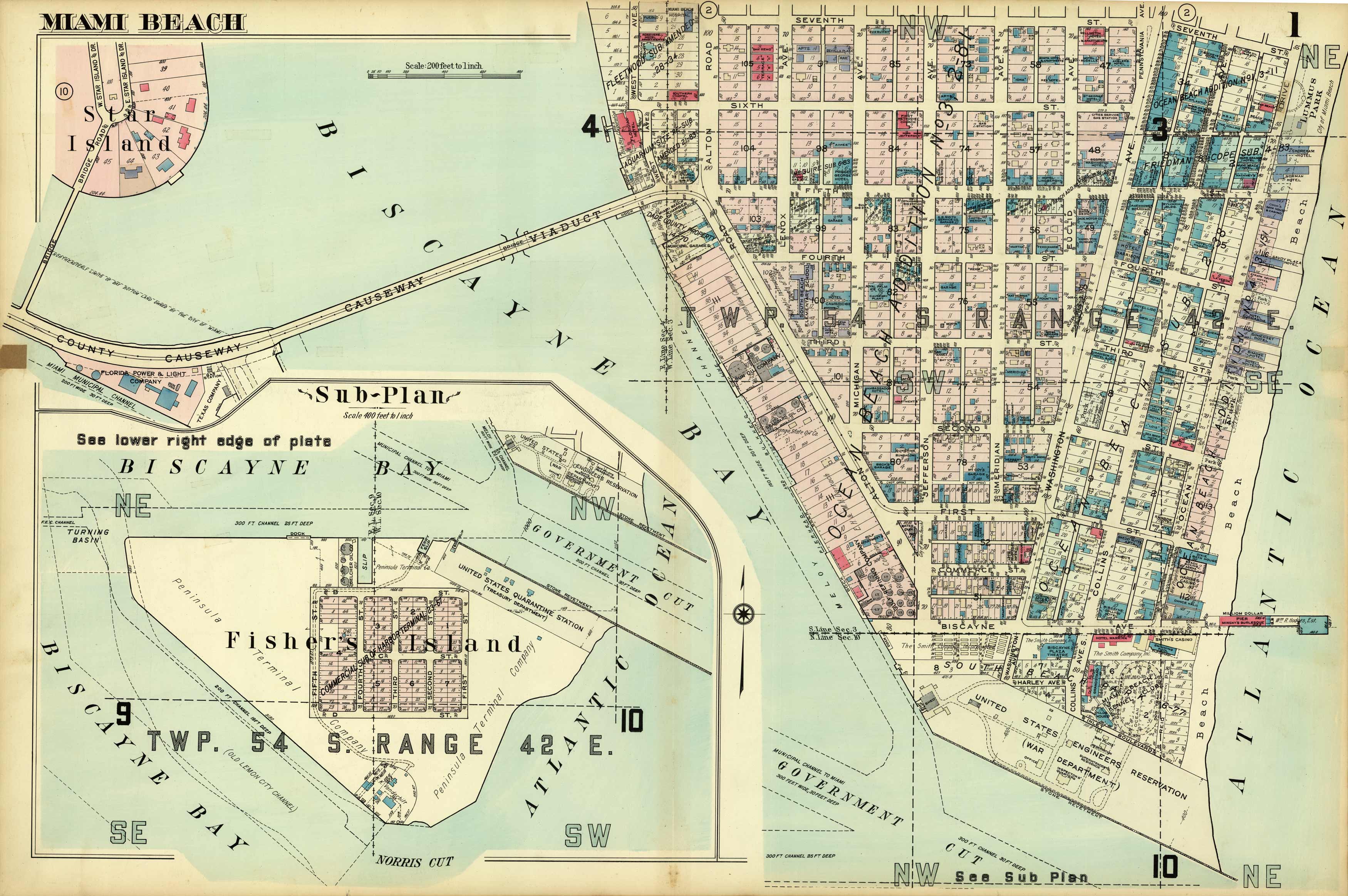 Miami and Suburbs - 1936 - Miami Beach Sheet 1 - (Miami Beach - area bound by 7th St. Miami and Suburbs - 1936 - Miami Beach Sheet 1 - (Miami Beach - area bound by 7th St.