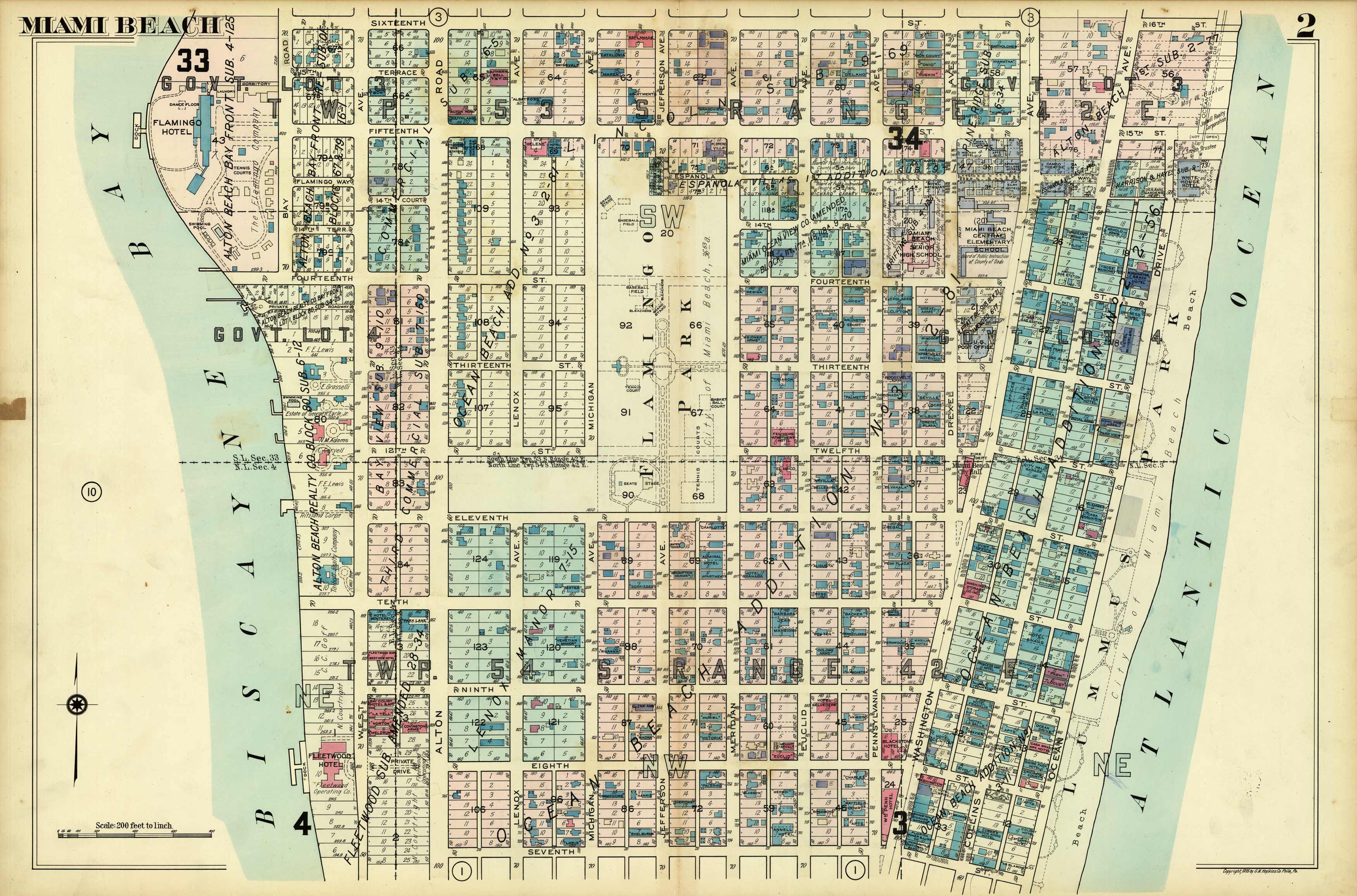 Miami and Suburbs - 1936 - Miami Beach Sheet 2 - (Miami Beach - area bound by 16th St. Miami and Suburbs - 1936 - Miami Beach Sheet 2 - (Miami Beach - area bound by 16th St.