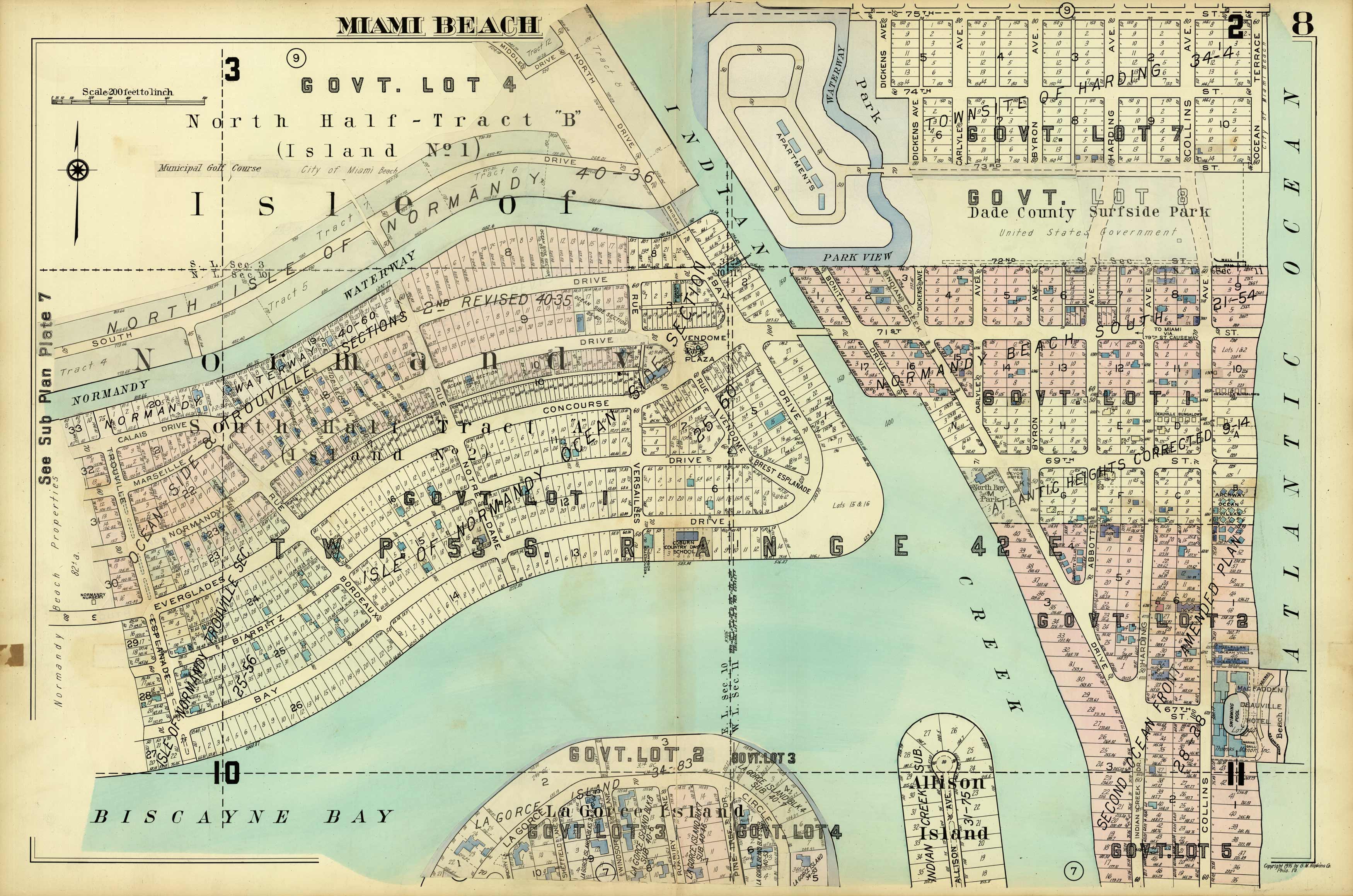 Miami and Suburbs - 1936 - Miami Beach Sheet 8 - (Miami Beach - area bound by 75th St./Normandy Shores Golf Course Miami and Suburbs - 1936 - Miami Beach Sheet 8 - (Miami Beach - area bound by 75th St./Normandy Shores Golf Course