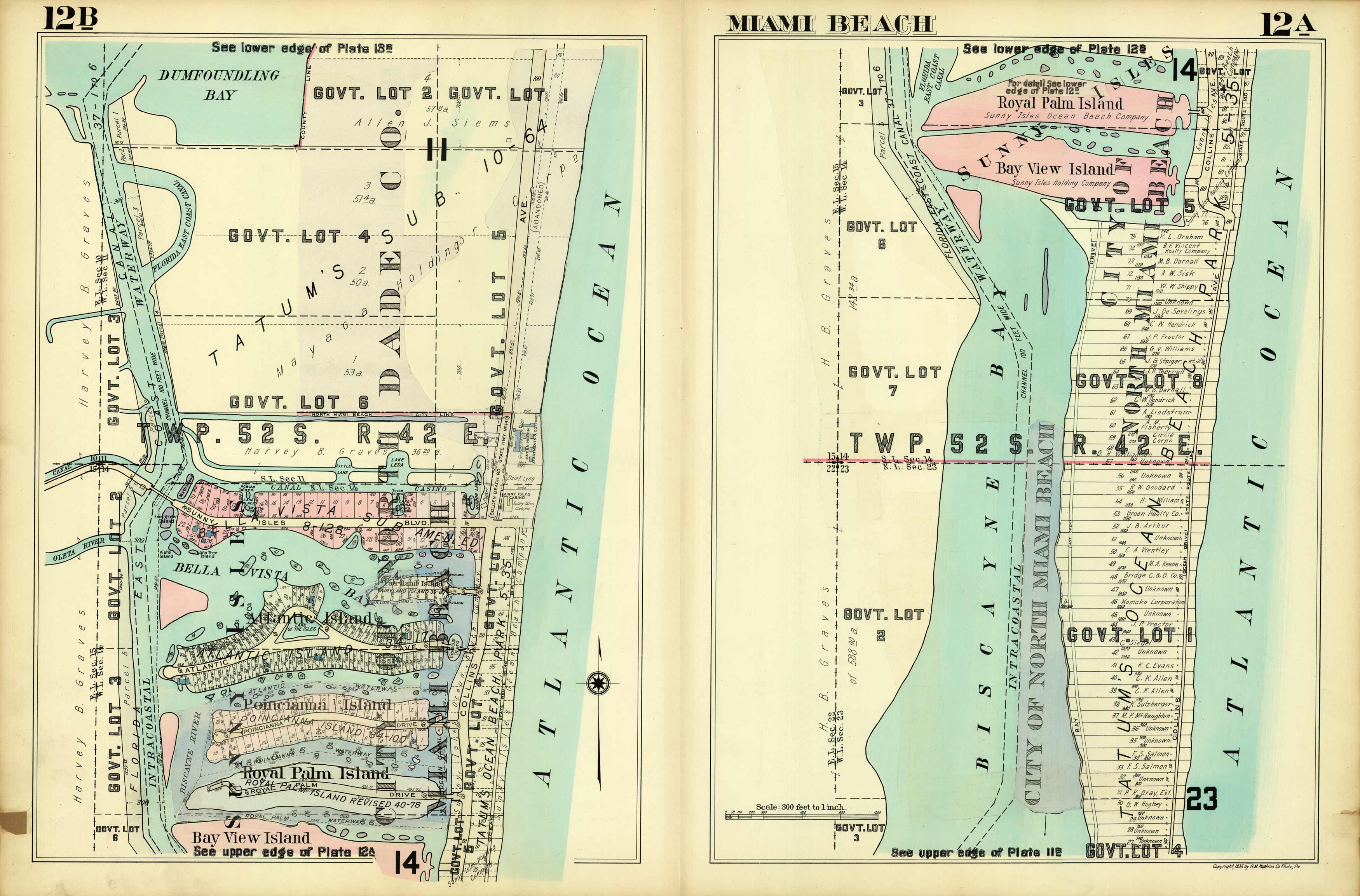 Miami and Suburbs - 1936 - Miami Beach Sheet 12 - (Miami Beach/Sunny Isles - area bound by Dumfoundling Bay
