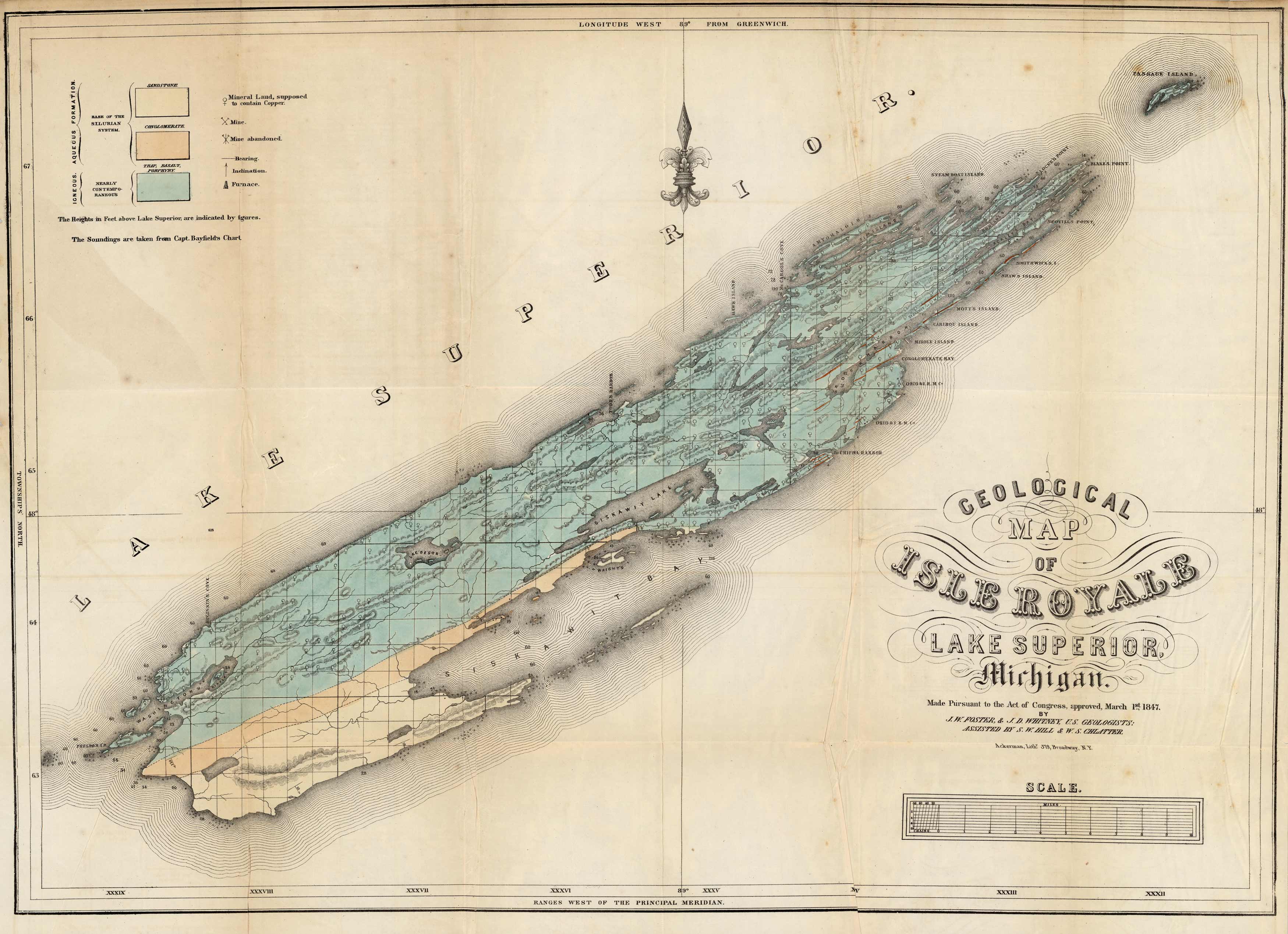 Geological Map Of Isle Royale Lake Superior Michigan Art Source International 6355