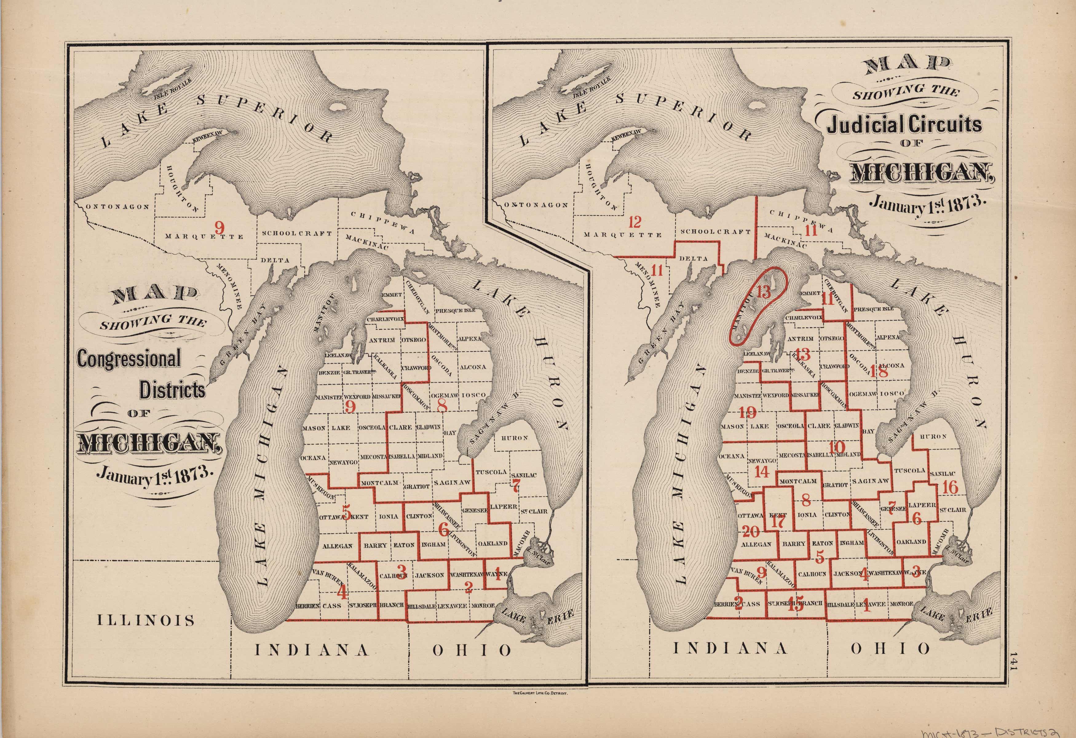 Map Showing the Senatorial and Representative Districts of Michigan ...