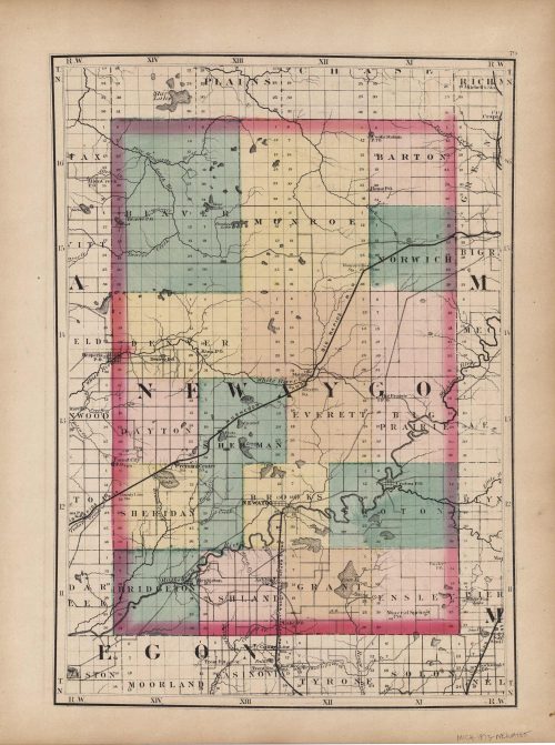 Newaygo County Michigan Plat Map - Aura Margie