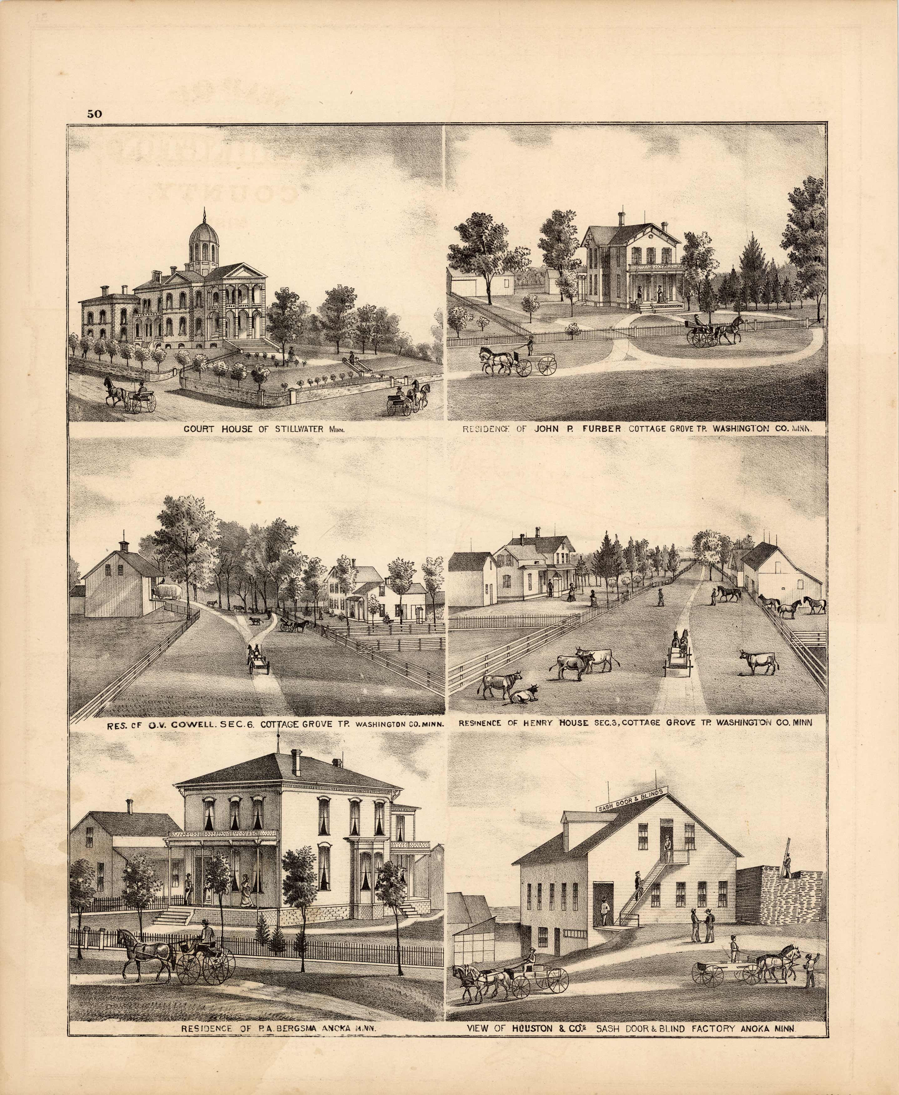 Court House of Stillwater; Residence of John P. Furber; Res. of O.V ...