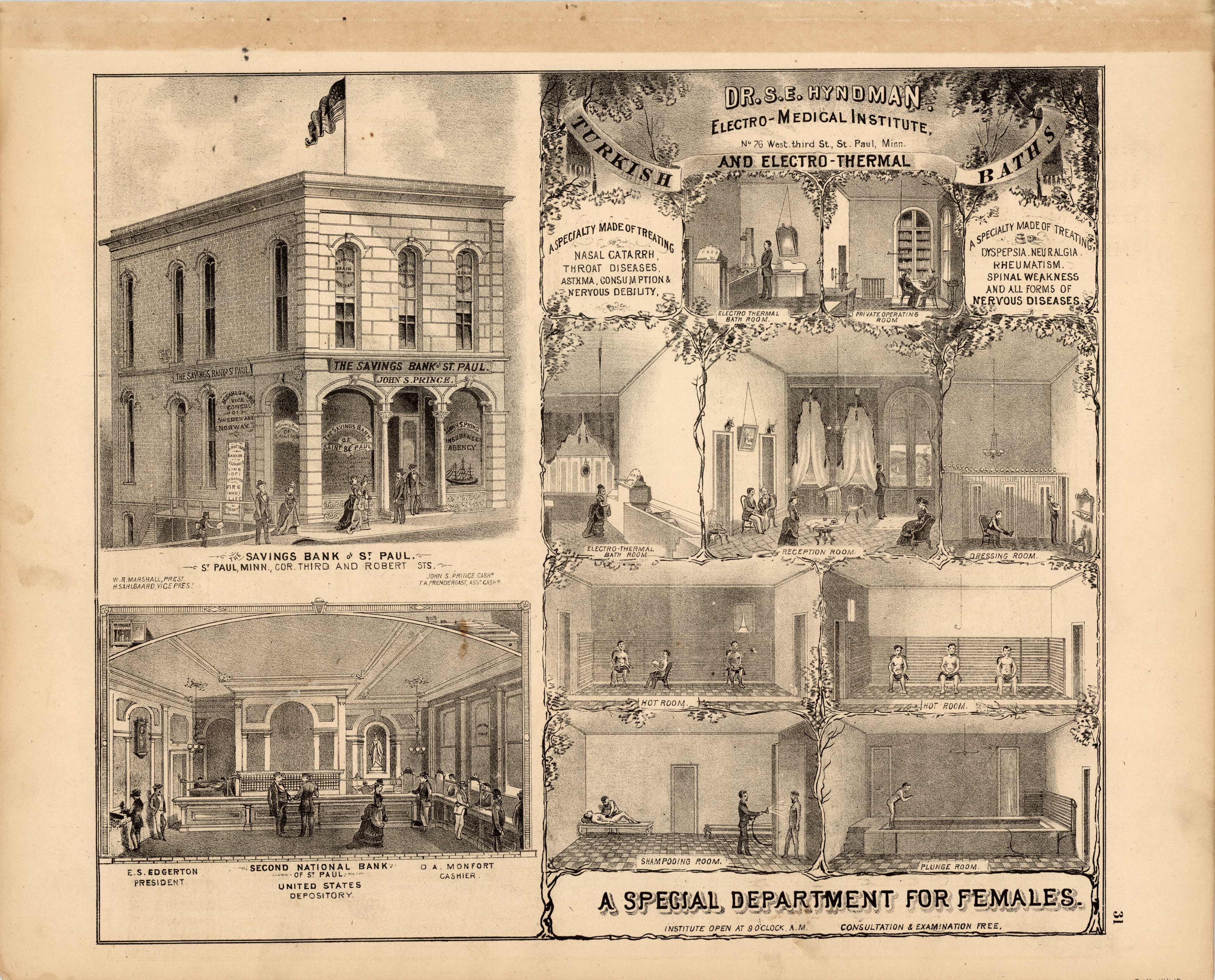 Savings Bank of St. Paul; Second National Bank of St. Paul; Dr. S.E. Hyndman- Electro-Medical Institute