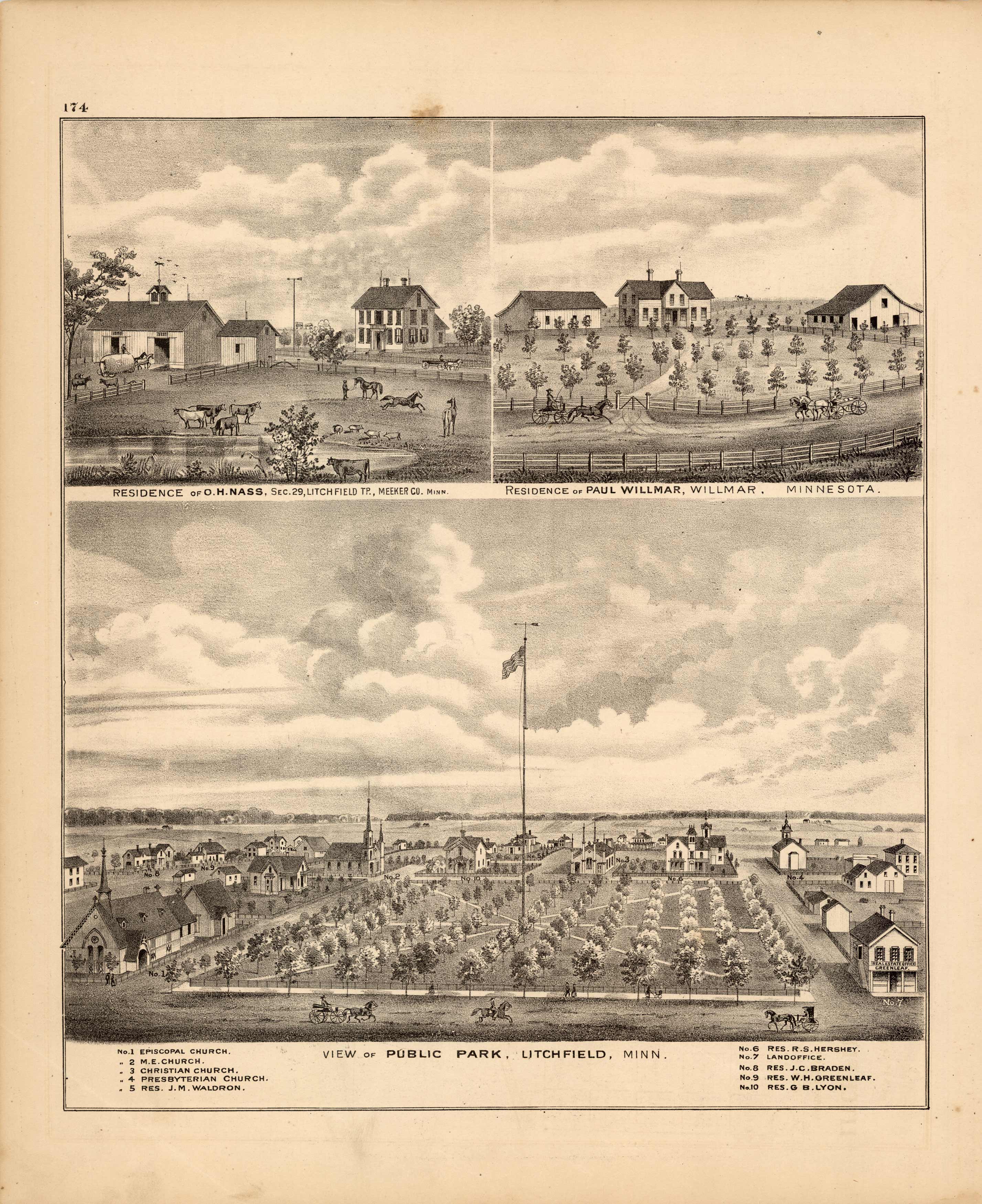 Residence of O.H. Nass; Residence of Paul Willmar; View of Public Park