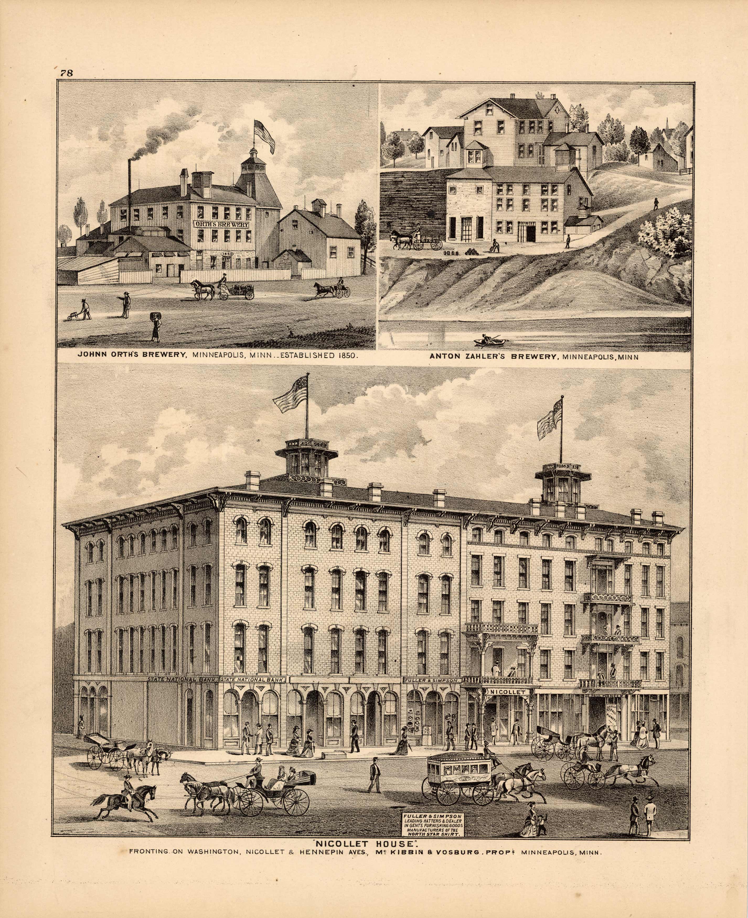 John Orths Brewery; Anton Zahler's Brewery; Nicollet House'