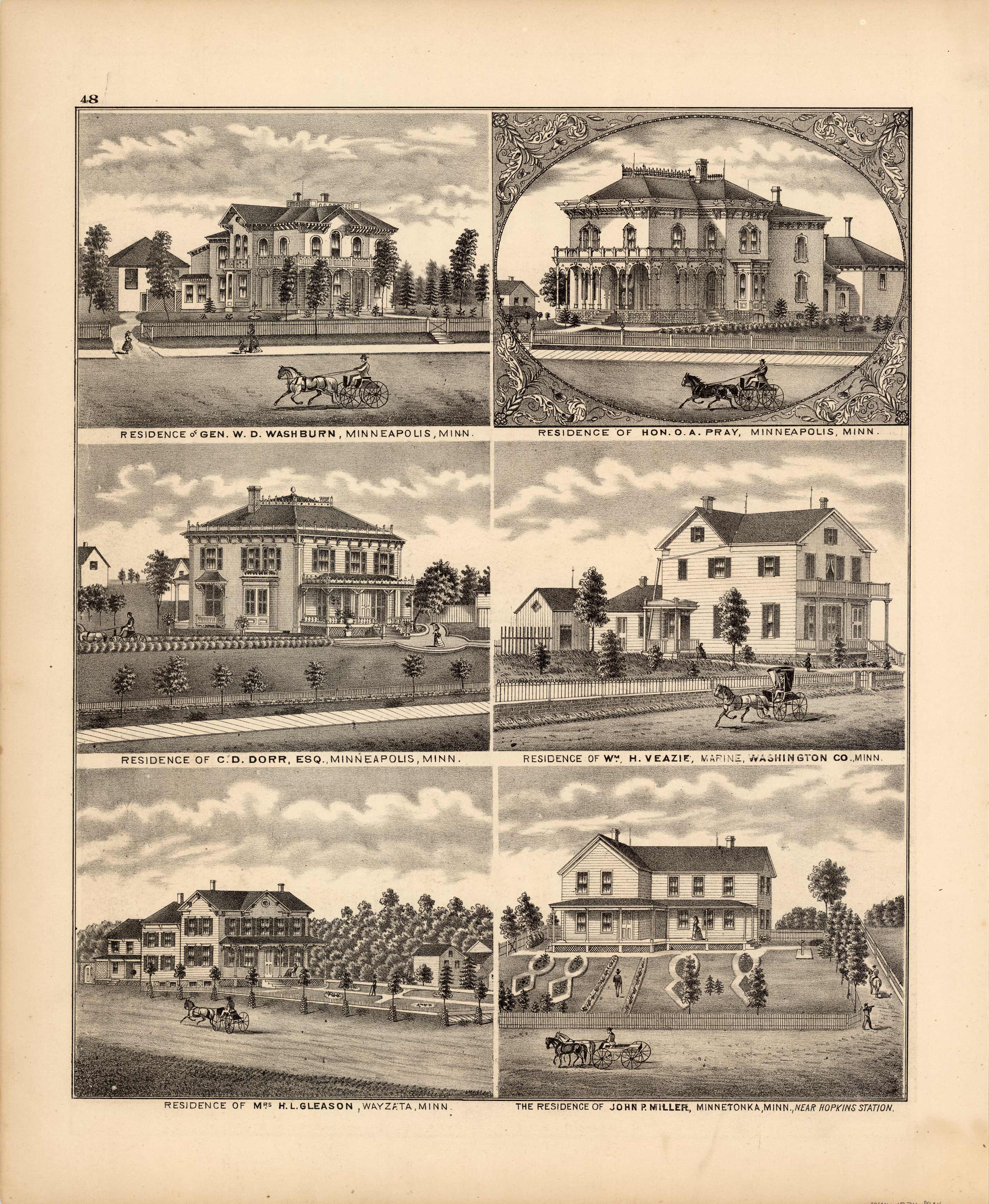 Residence of Gen. W.D. Washburn; Residence of Hon. O.A. Pray; Residence of C.D. Dorr