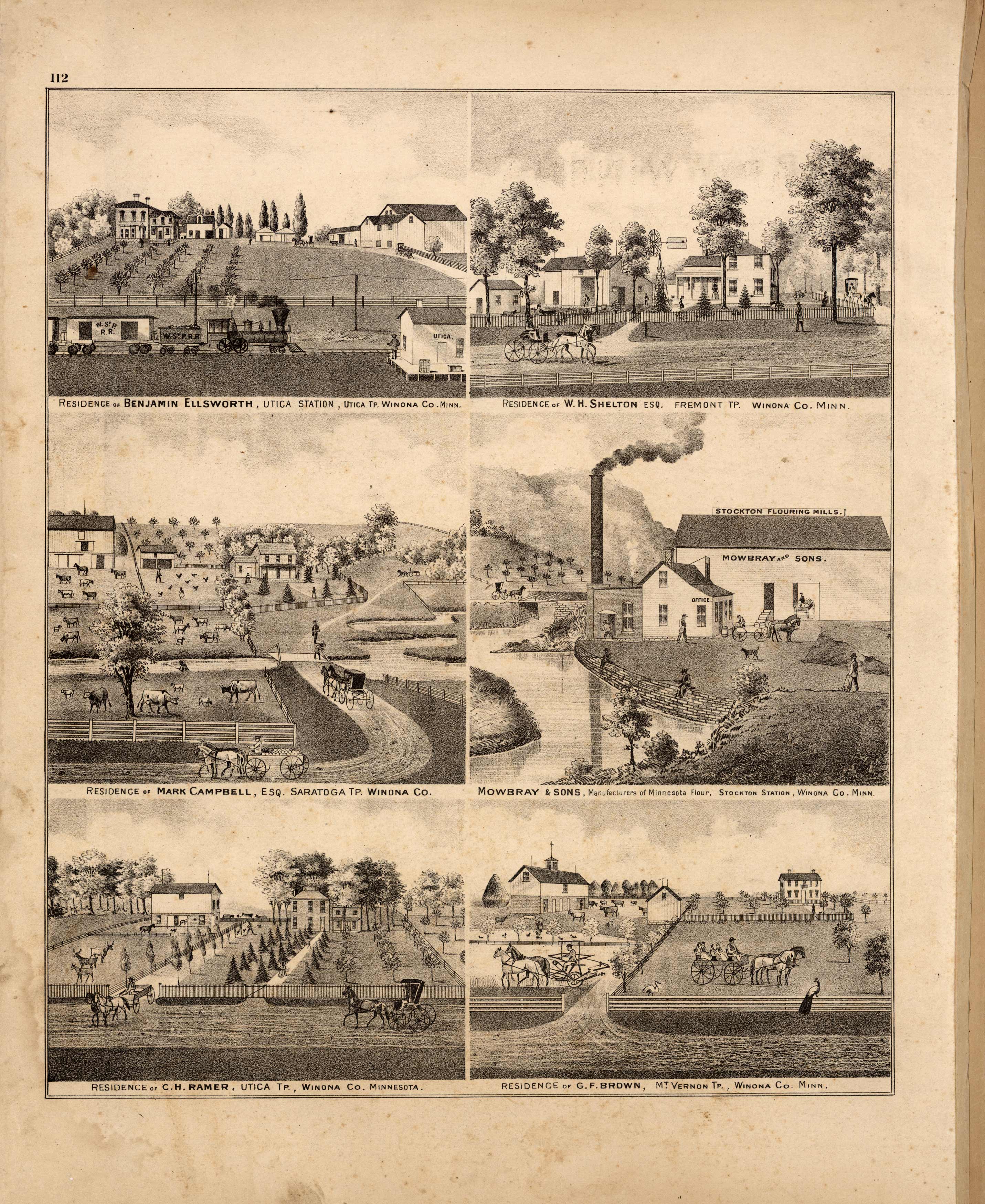 Residence of Benjamin Ellsworth; Residence of W.H. Shelton Esq.; Residence of Mark Campbell