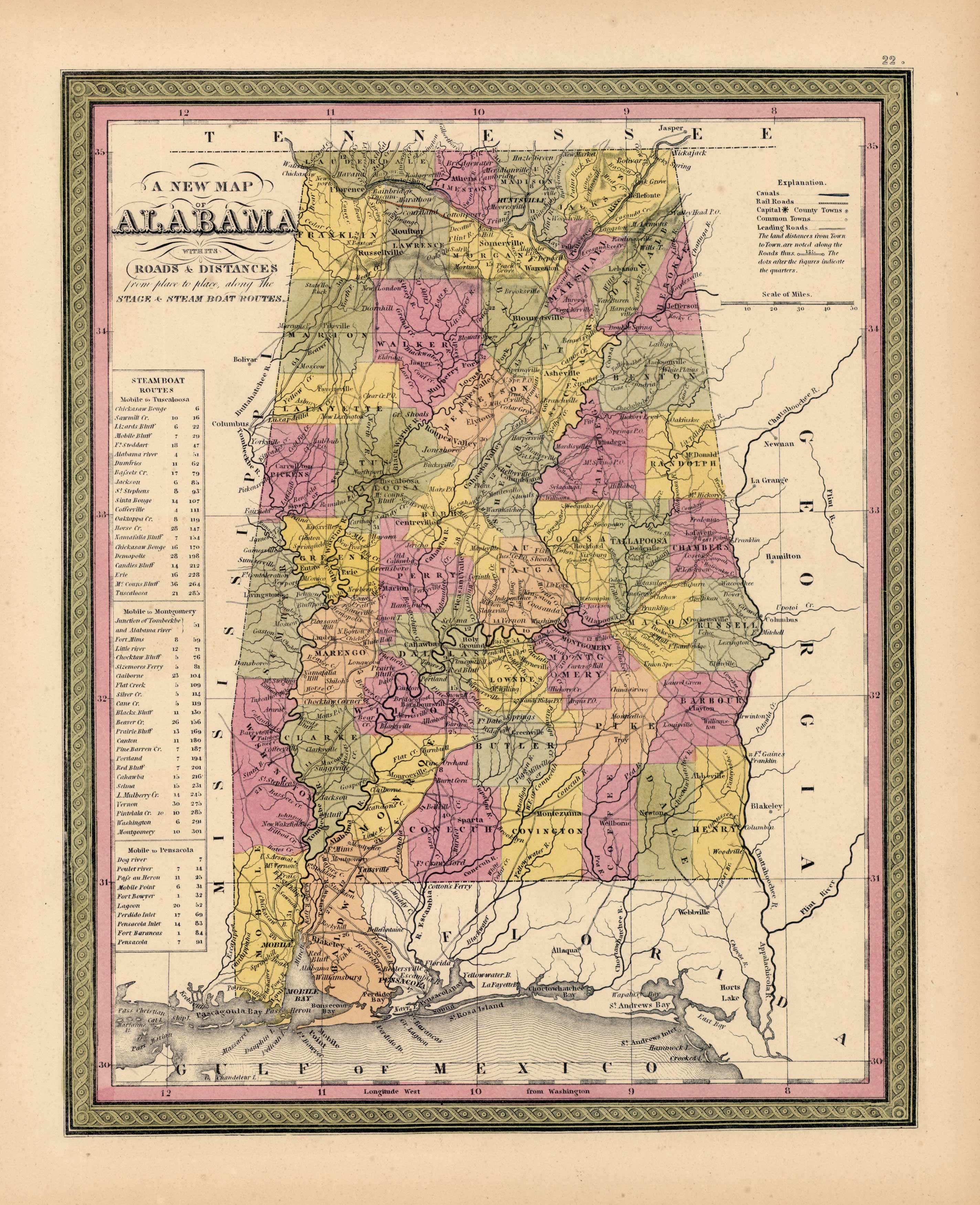 A New Map of Alabama - Art Source International