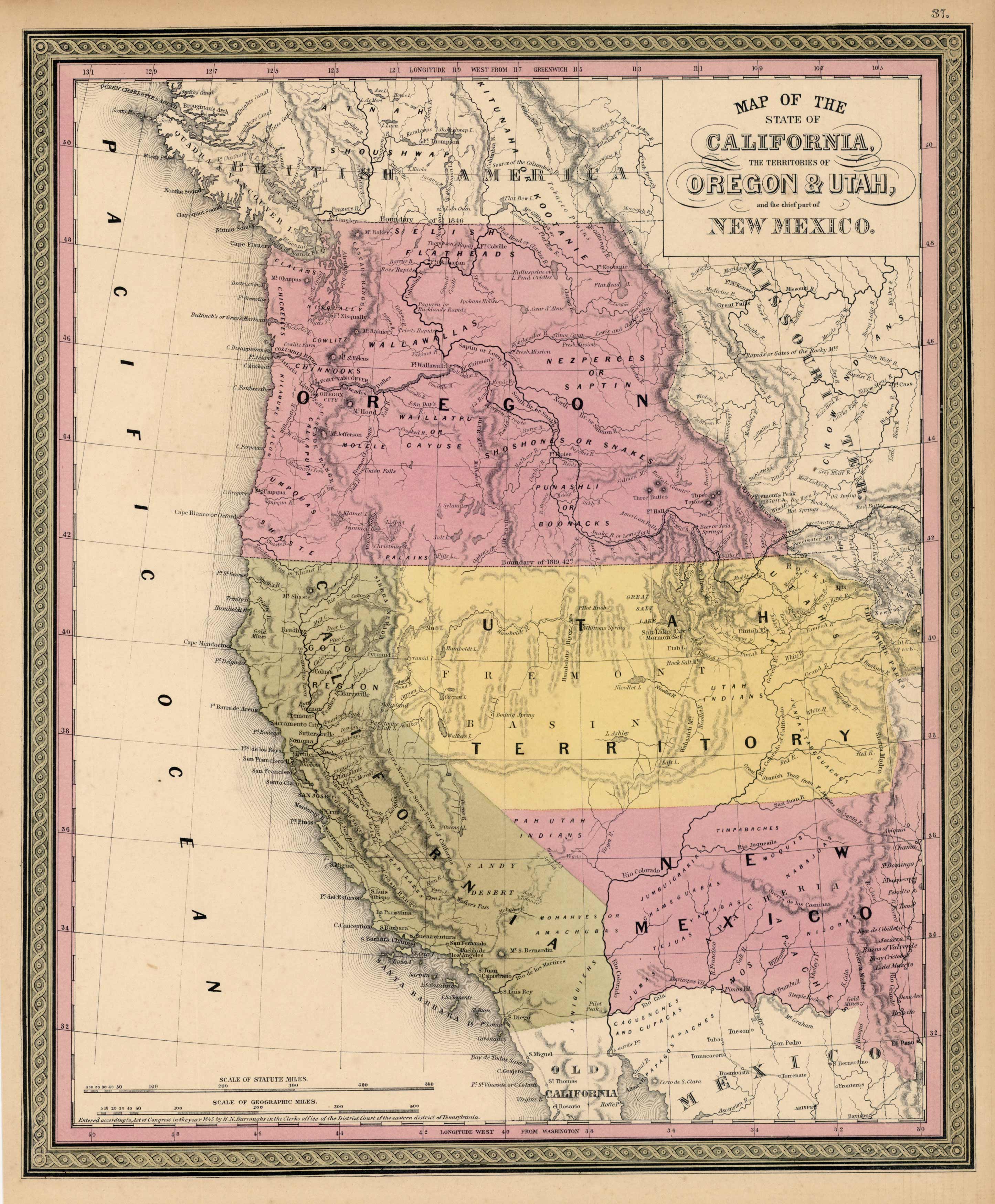Map of the States of California Map of the States of California