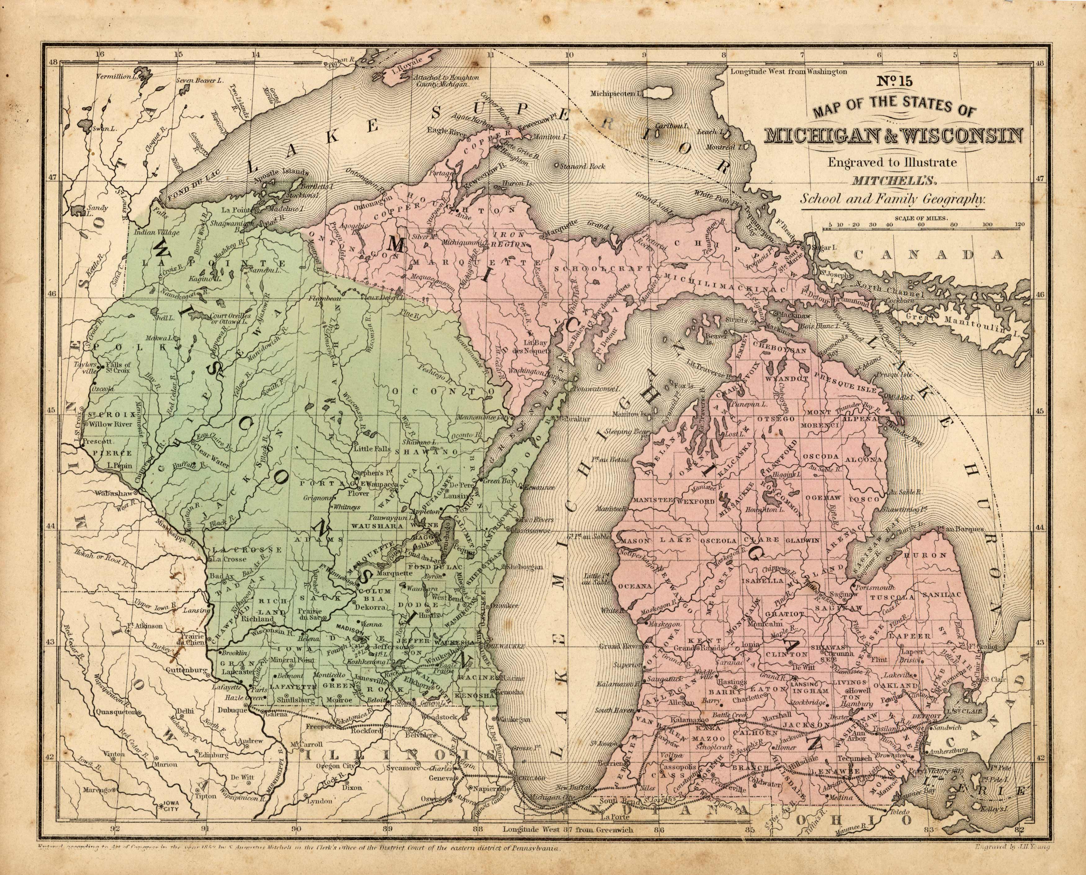 Map of the States of Michigan and Wisconsin Map of the States of Michigan and Wisconsin