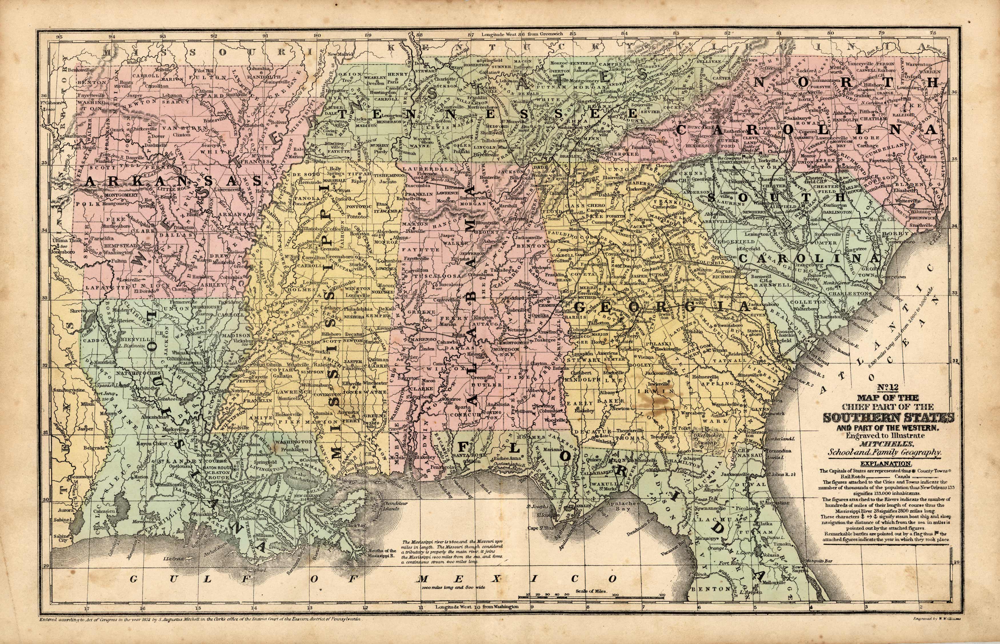 Map of the Chief Part of the Southern States and Part of the Western ...