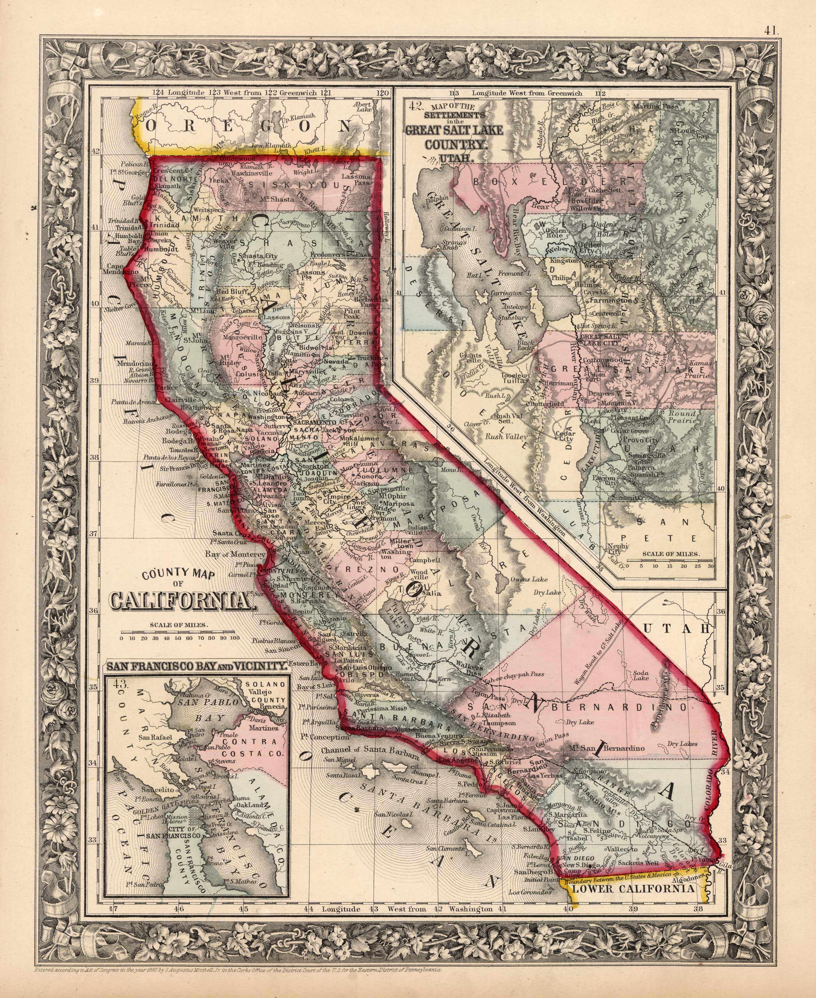 County Map of California. Map of the Settlements in the Great Salt Lake Country. Utah. San Francisco Bay and Vacinity. County Map of California. Map of the Settlements in the Great Salt Lake Country. Utah. San Francisco Bay and Vacinity.