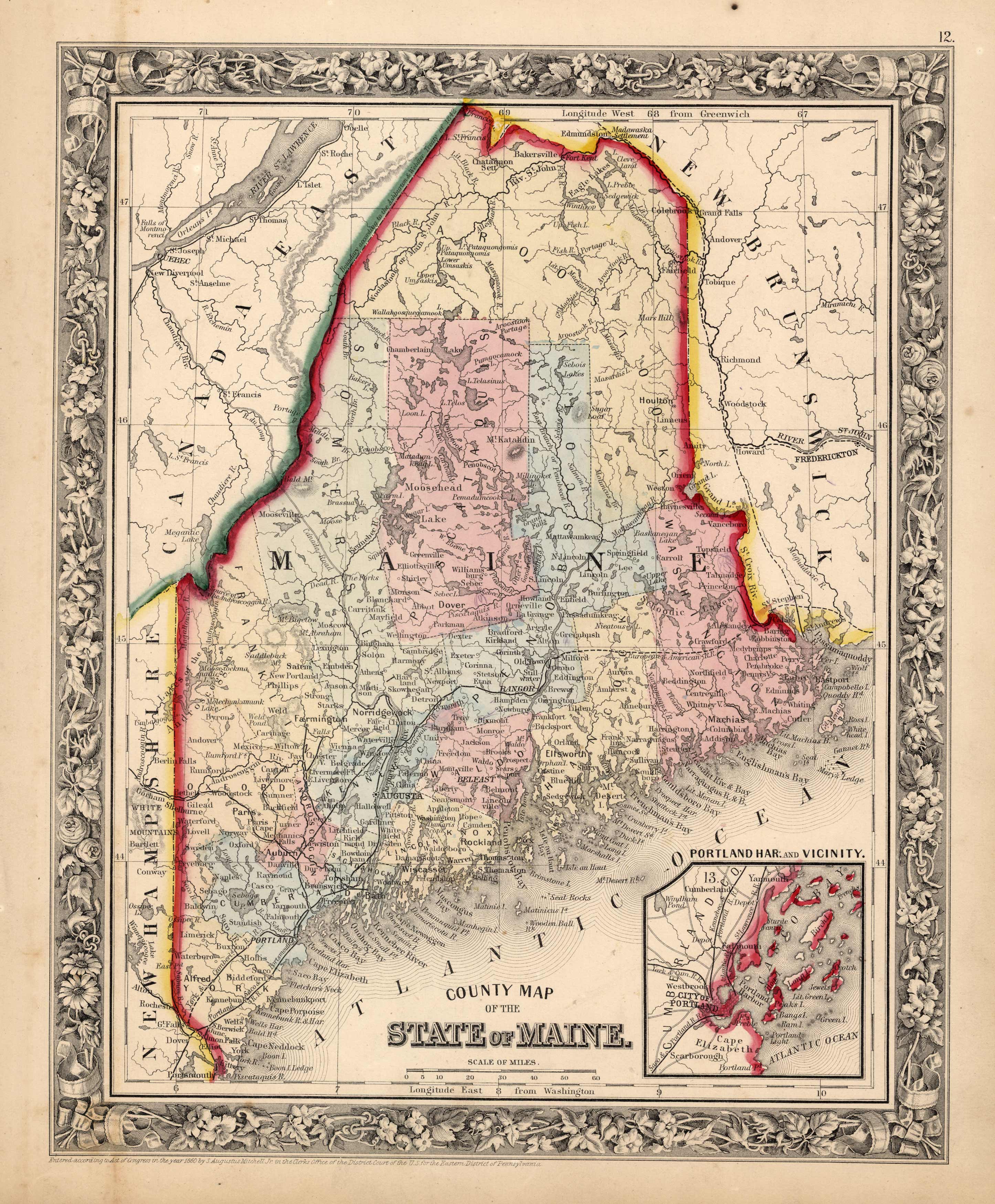 County Map of the State of Maine