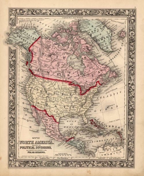 Map of North America. Showing its Political Divisions