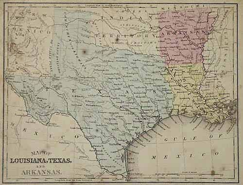 Map of Louisiana, Texas, and Arkansas - Art Source International