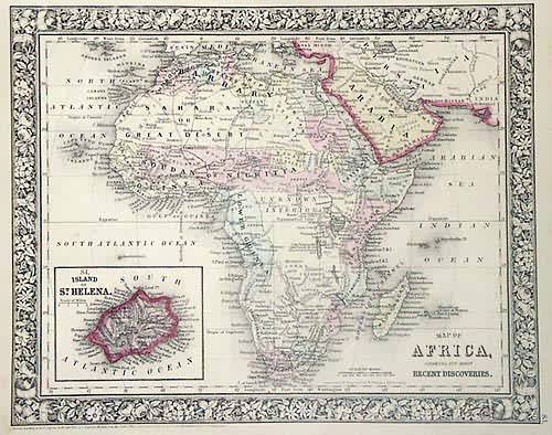 Map of Africa showing its most Recent Discoveries