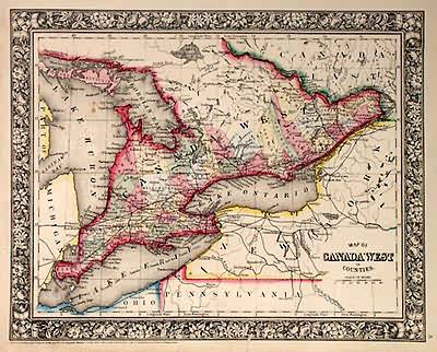 Map of Canada West in Counties