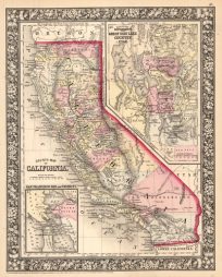 County Map of the State of California with and inset of San Francisco Bay