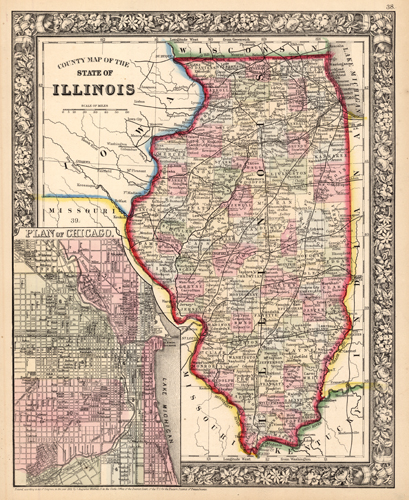 County Map of the State of Illinois