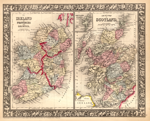 Ireland in Provinces and Counties and County Map of Scotland with inset map of Shetland Islands Ireland in Provinces and Counties and County Map of Scotland with inset map of Shetland Islands