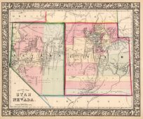 County Map of Utah and Nevada