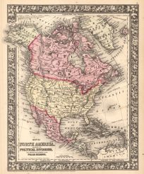 Map of North America showing its Political Divisions and recent discoveries in the Polar Regions