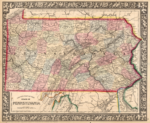 County Map of the State of Pennsylvania