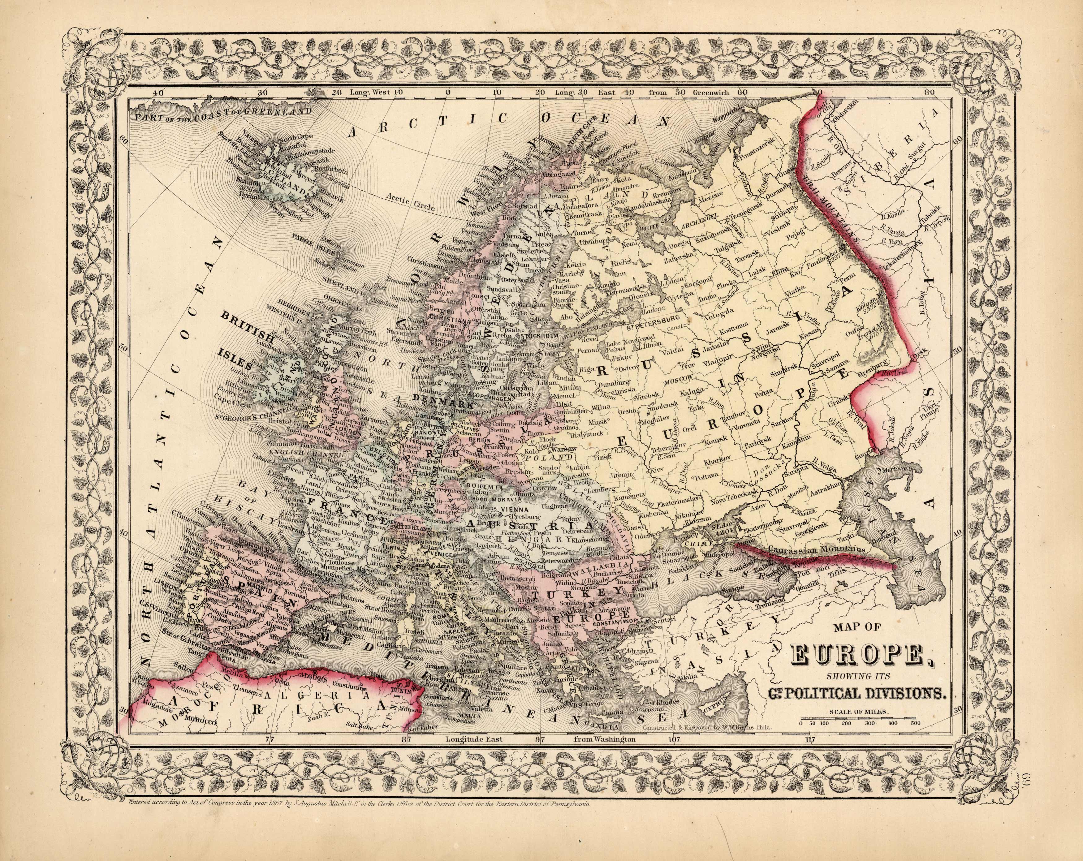 Map of Europe, Showing it Gt. Political Divisions. - Art Source ...