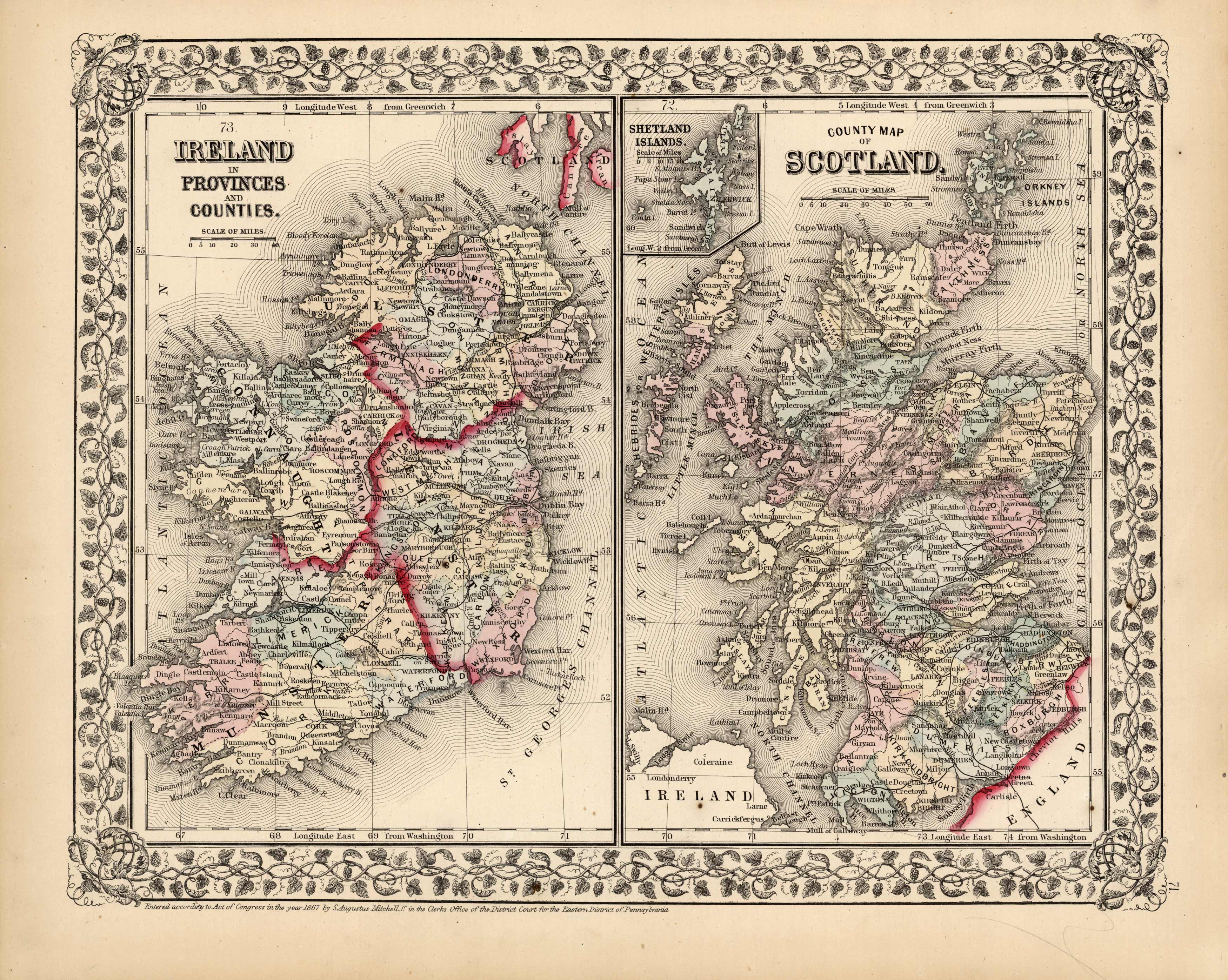 Ireland in Provinces and Counties / County Map of Scotland