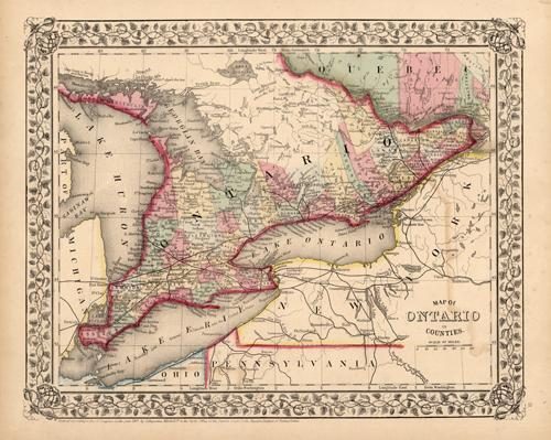 Map of Ontario in Counties