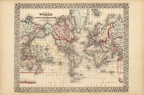 Map of the World on Mercators Projection Exhibiting the American Continent  at its Center'