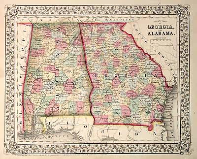 County Map of Georgia and Alabama