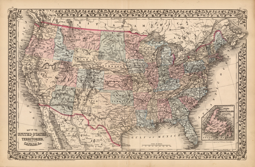 Map Of The United States And Territories - Art Source International