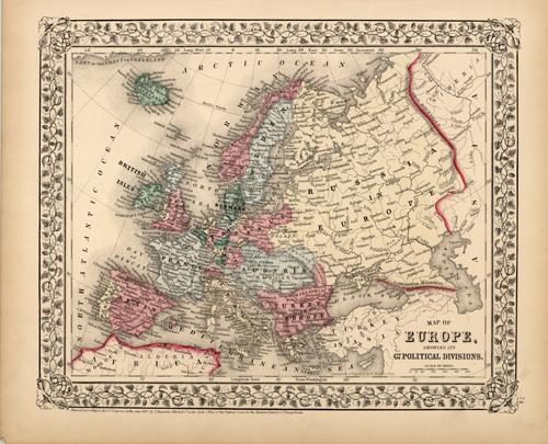 Map of Europe Showing its Government Political Divisions