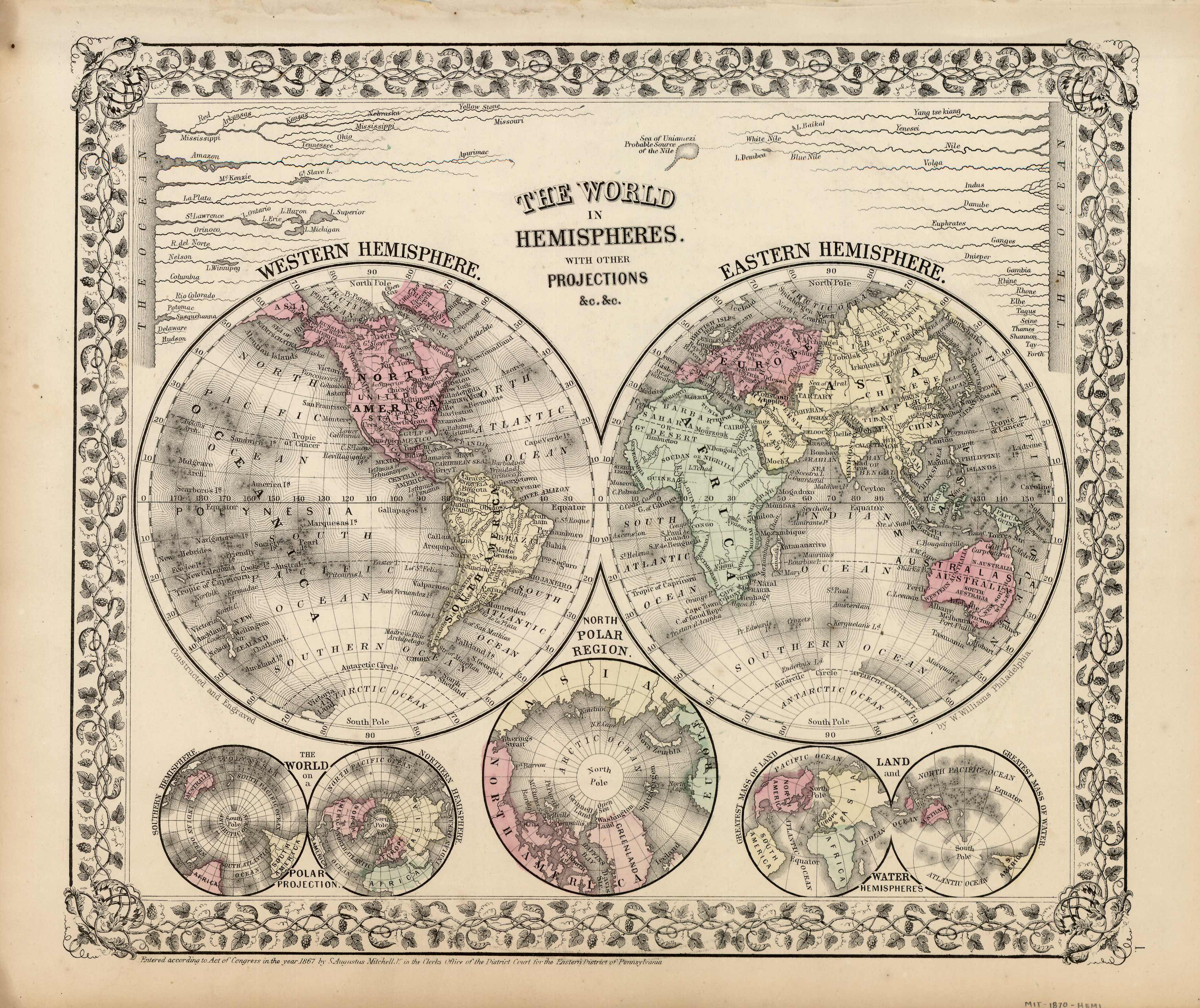 The World in Hemispheres with Other Projections