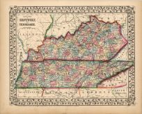 County Map of Kentucky and Tennessee