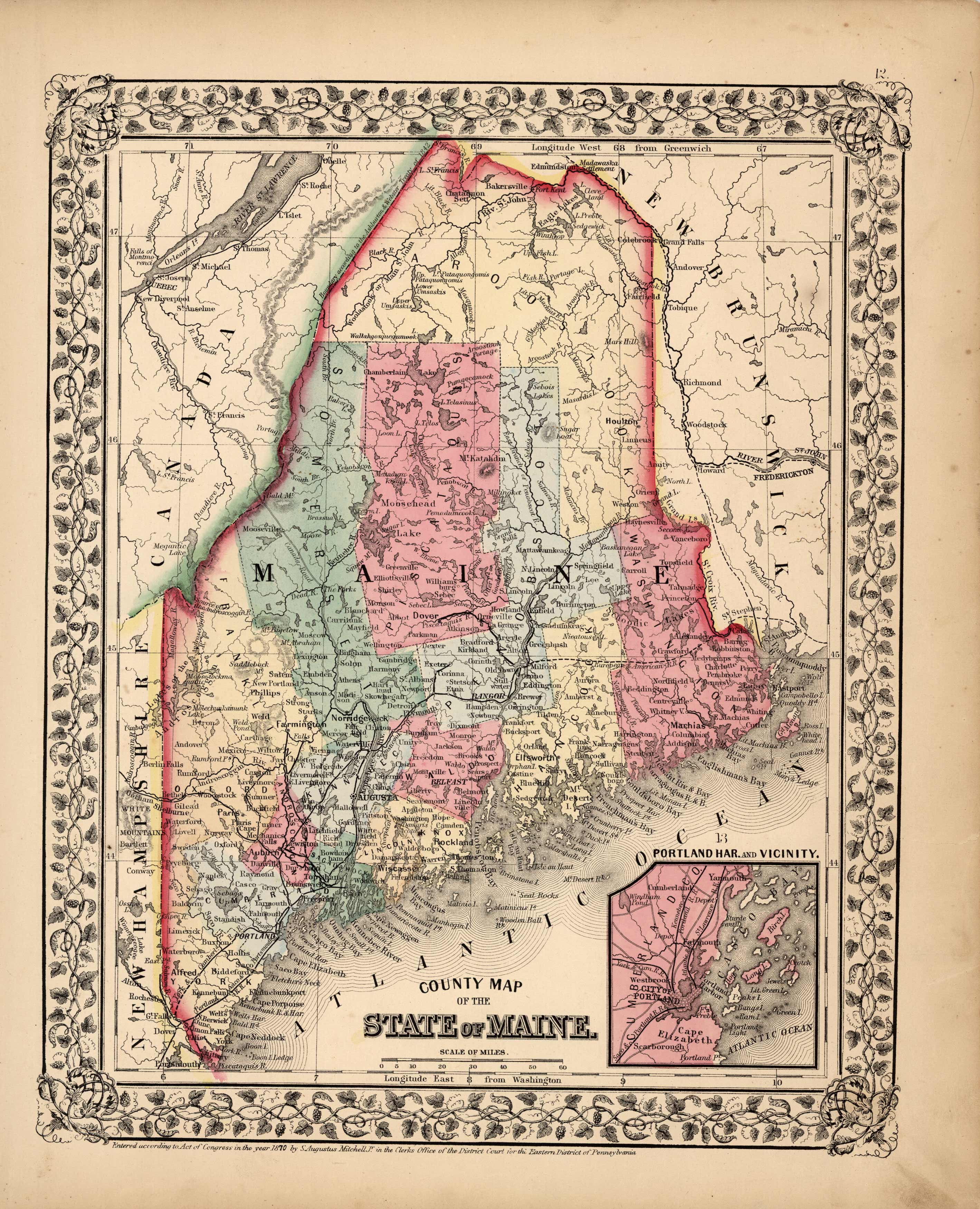 County Map of the State of Maine