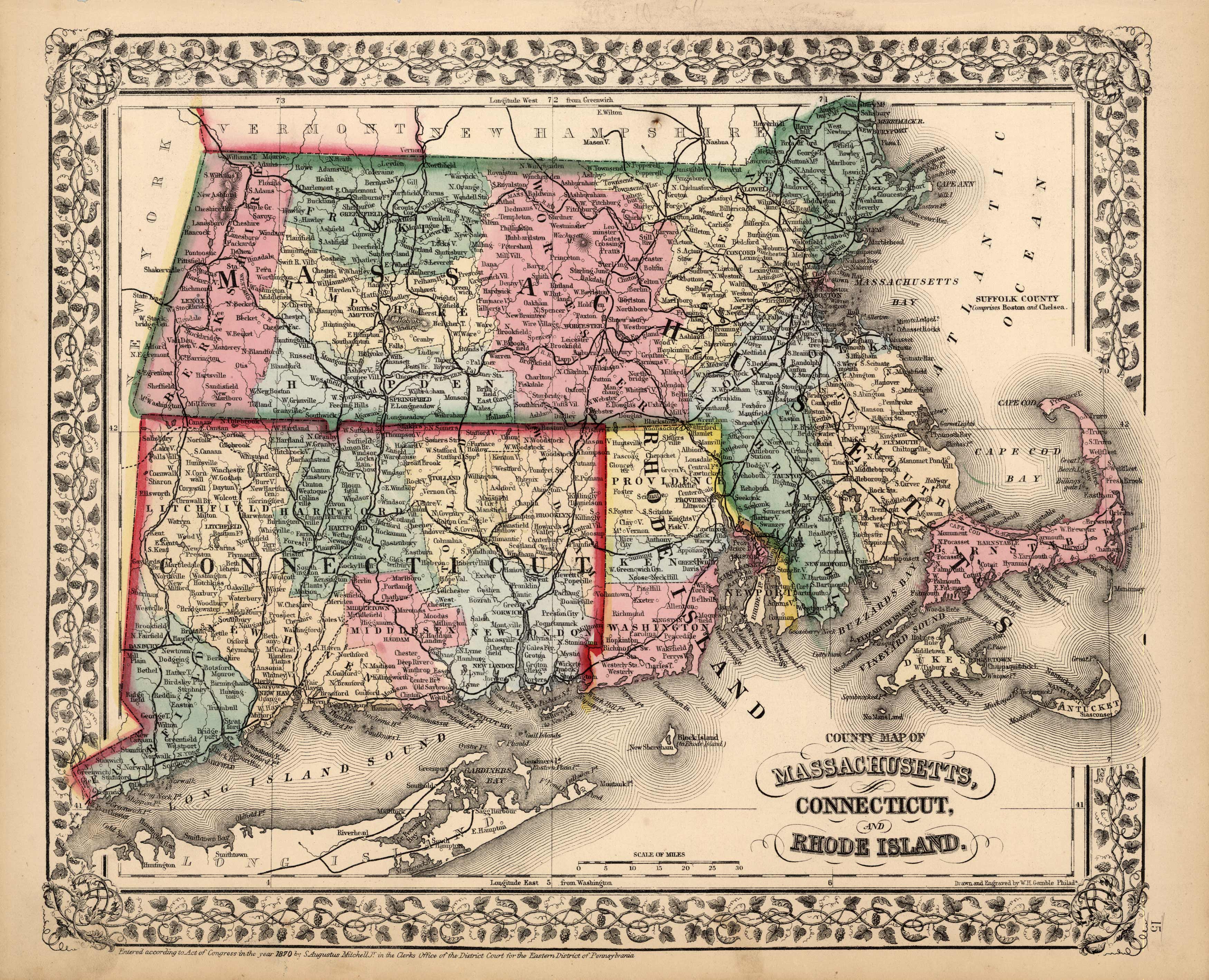 County Map of Massachusetts