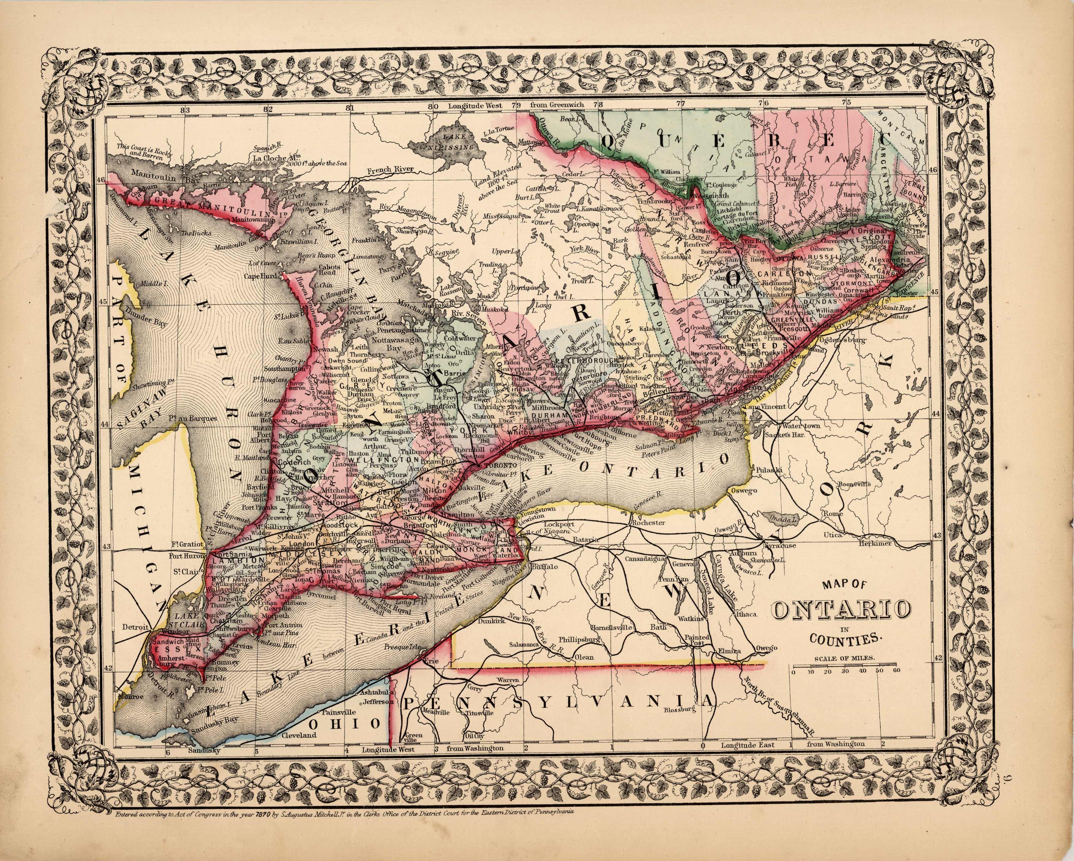 Map of Ontario in Counties Map of Ontario in Counties
