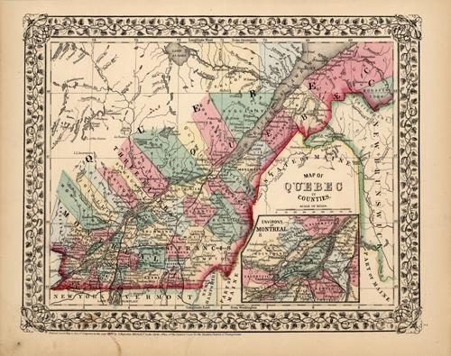 Map of Quebec in Counties