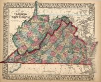 County Map of Virginia and West Virginia